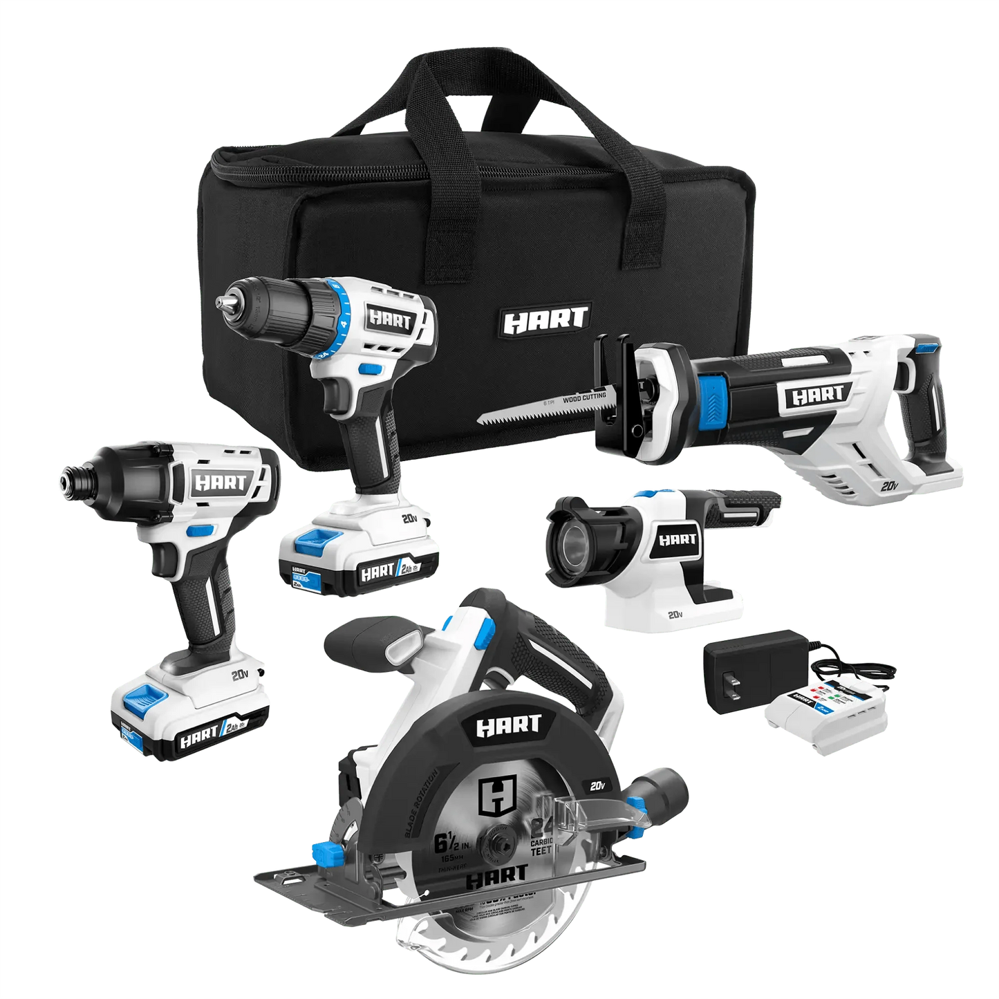 20V 5 Tool Combo Kit with Storage Bag and (2) 2.0Ah Batteries